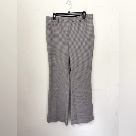 Ann Taylor Curvy Fit Dress Pants Cream Tan Brown Houndstooth Trousers ~ Size 10 - Picture 1 of 13